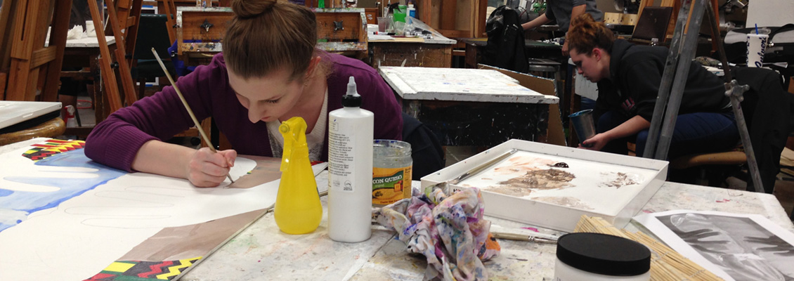 Art Students Working In The Studio